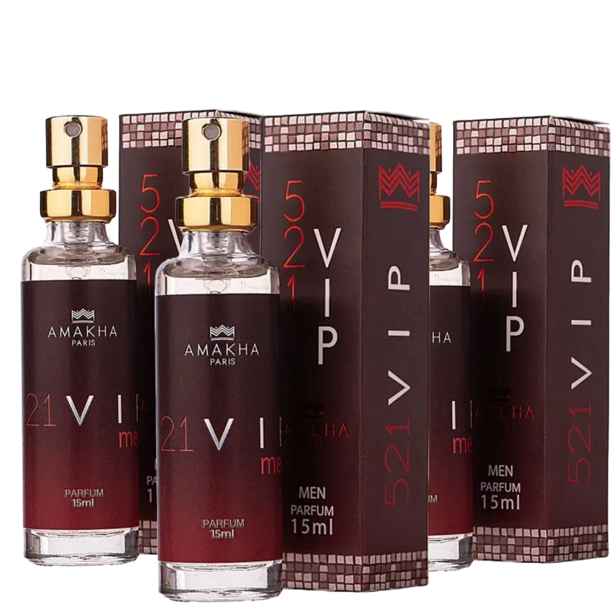 Kit Com 3 Perfumes Masculino Amakha Paris 521 Vip Men 15ml