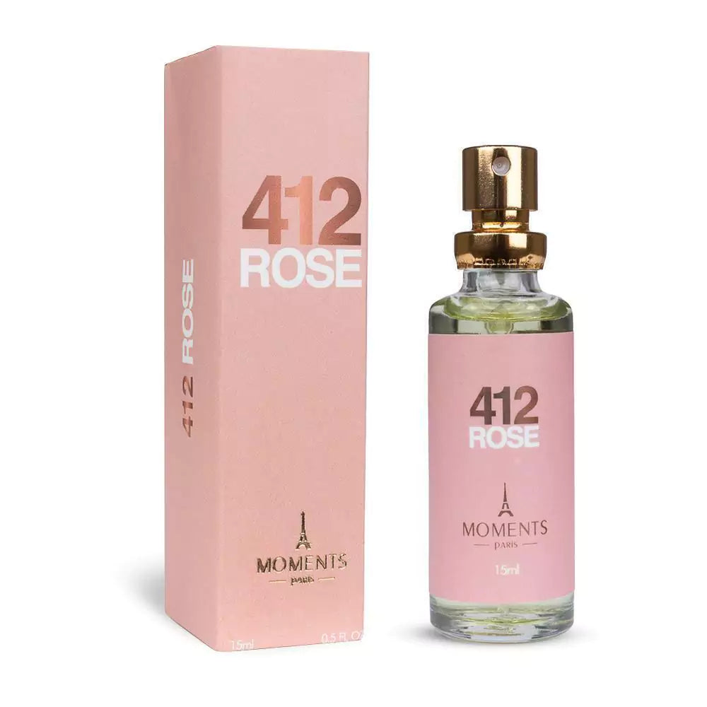 Perfume Feminino 412 Rose Vip Moments Paris 15ml Para Bolsa