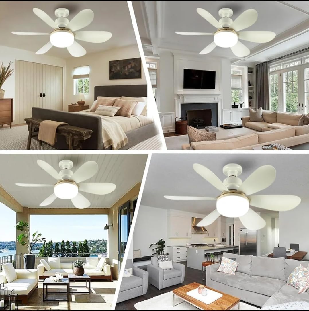 Ventilador de teto branco com luz controle remoto base E27 40w 52cm