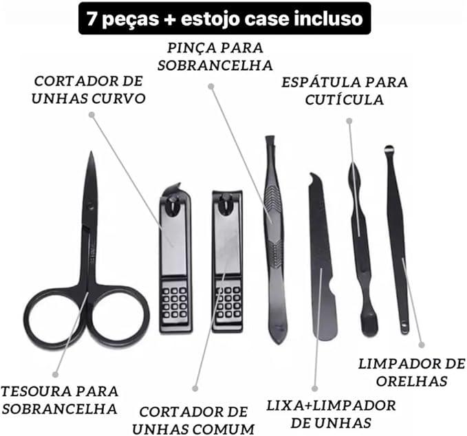 Kit Cortador De Unha Em Carbono Com 8 Peças - Them Company