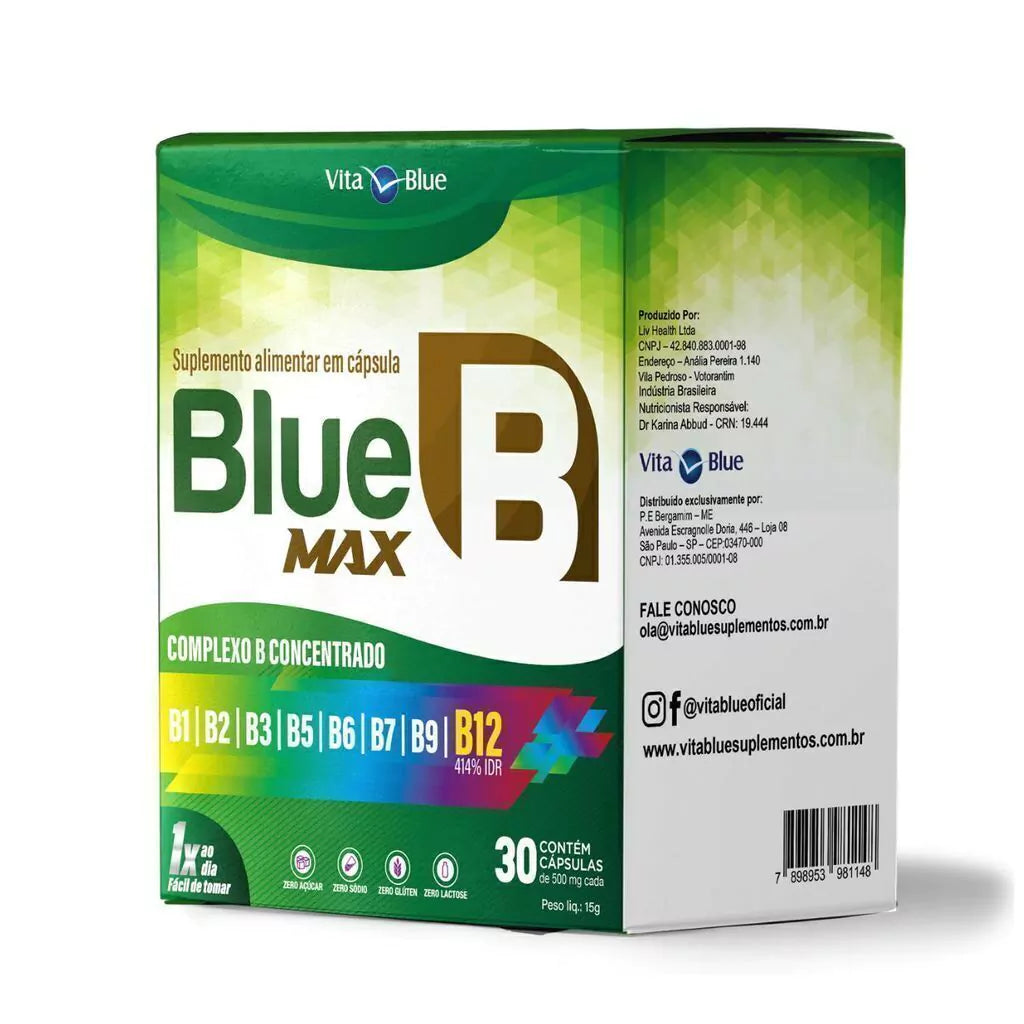 Blue B Max B12 Complexo B com 30 cápsulas