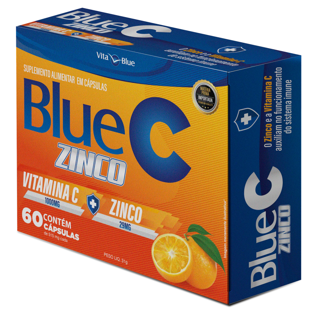 Blue C Zinco Vitamina C e Zinco com 60 cápsulas