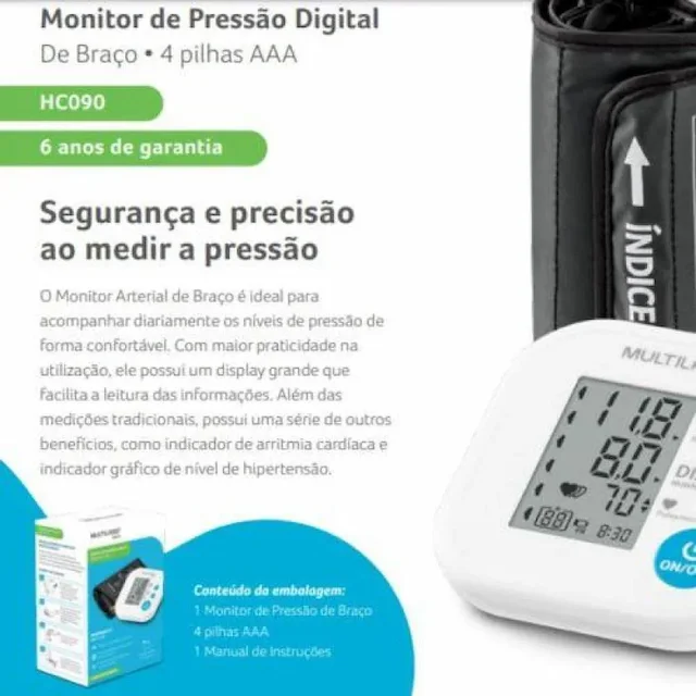 Aparelho Pressão Arterial Digital Braço Multilaser Hc 090